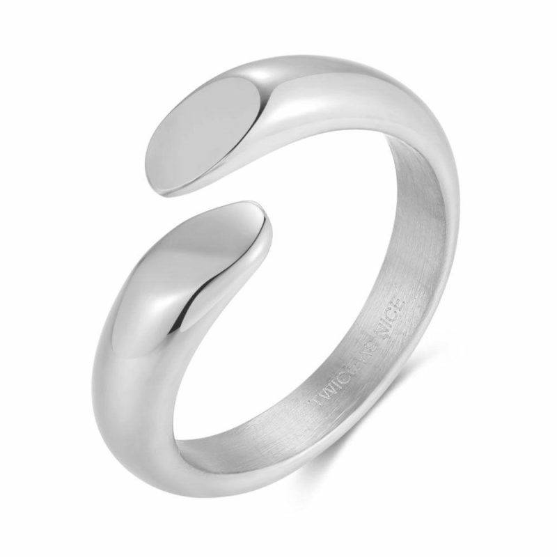 Bagues | Bague en Acier Poli, Bague Ouverte Croisée Pas de couleur – Femmes Bagues Bagues