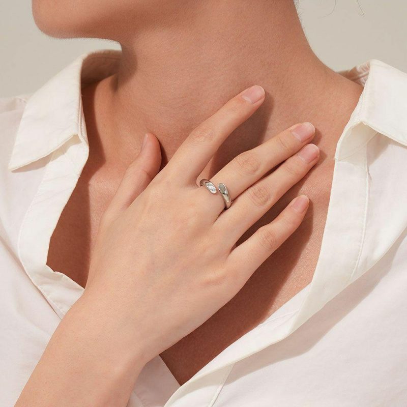 Bagues | Bague en Acier Poli, Bague Ouverte Croisée Pas de couleur – Femmes Bagues Bagues