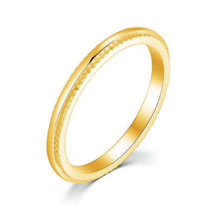 Bagues | Bague en Acier Poli Couleur Or, 2 mm, Strié Goudkleur – Femmes/Hommes Bagues Bagues