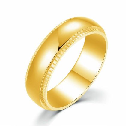 Bagues | Bague en Acier Poli Couleur Or, 6 mm, Strié Goudkleur – Femmes/Hommes Bagues Bagues