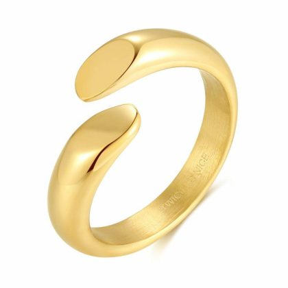 Bagues | Bague en Acier Poli Couleur Or, Bague Ouverte Croisée Pas de couleur – Femmes Bagues Bagues