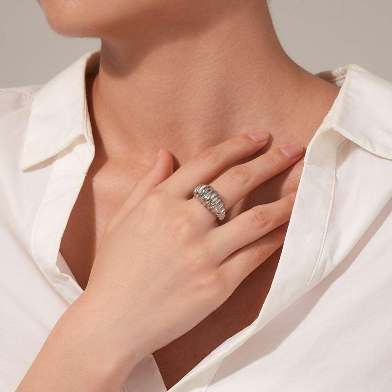 Bagues | Bague en Acier Poli, Croissant Pas de couleur – Femmes Bagues Bagues