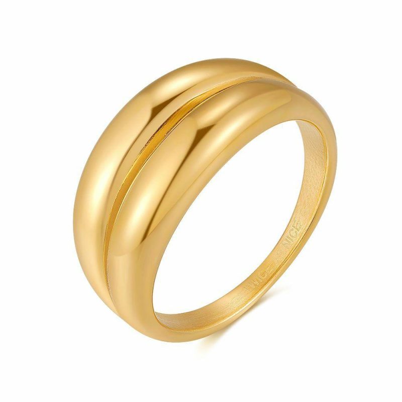 Bagues | Bague en Acier Poli Goudkleur – Femmes Bagues Bagues