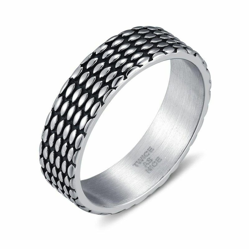 Bagues | Bague en Acier Poli, Gris et Couleur D’Acier Gris – Hommes Bagues Bagues