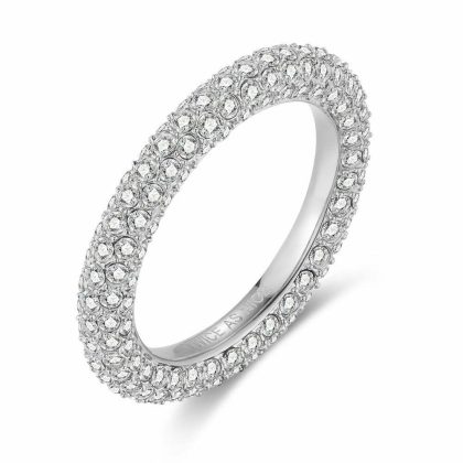 Bagues | Bague en Acier Poli, Pierres Blanc – Femmes Bagues Bagues