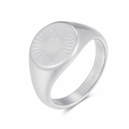 Bagues | Bague en Acier Poli, Soleil, 12 mm Zilverkleur – Femmes Bagues Bagues