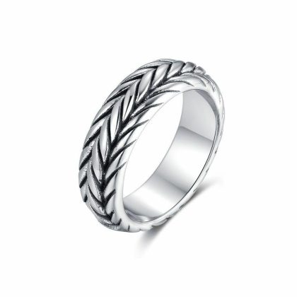 Bagues | Bague en Acier Poli, Tresse – Hommes Bagues Bagues