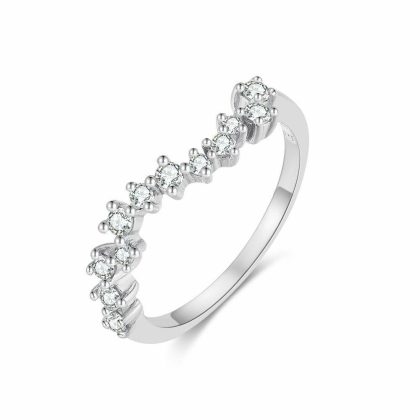 Bagues | Bague en Argent, 12 Zircons, Ondulés Blanc – Femmes Bagues Bagues