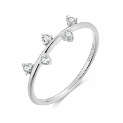 Bagues | Bague en Argent, 5 Pierres en Zigzag Blanc – Femmes Bagues Bagues