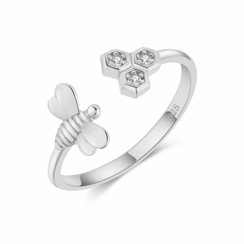 Bagues | Bague en Argent, Abeille Blanc – Femmes Bagues Bagues