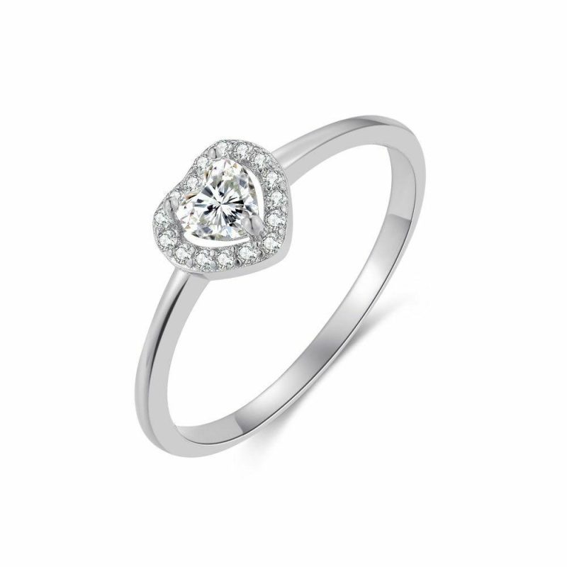 Bagues | Bague en Argent, Coeur, Pierres Blanc – Femmes Bagues Bagues