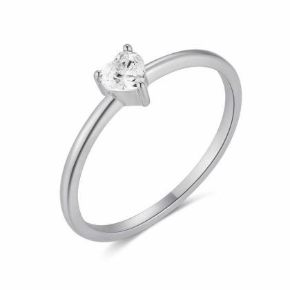 Bagues | Bague en Argent, Coeur Zircon Blanc – Femmes Bagues Bagues