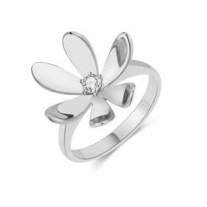 Bagues | Bague en Argent, Grand Fleur Blanc – Femmes Bagues Bagues