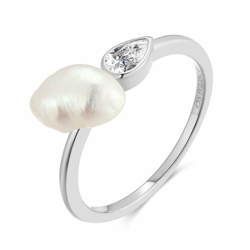 Bagues | Bague en Argent, Perle D’Eau Douce Blanc – Femmes Bagues Bagues