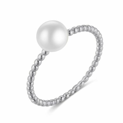 Bagues | Bague en Argent, Perle et Petites Boules Blanc – Femmes Bagues Bagues