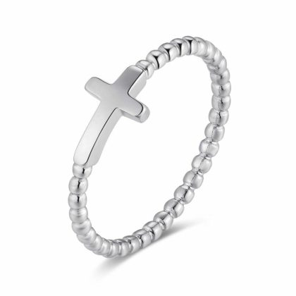 Bagues | Bague en Argent, Petites Boules, Croix Zilverkleur – Femmes Bagues Bagues