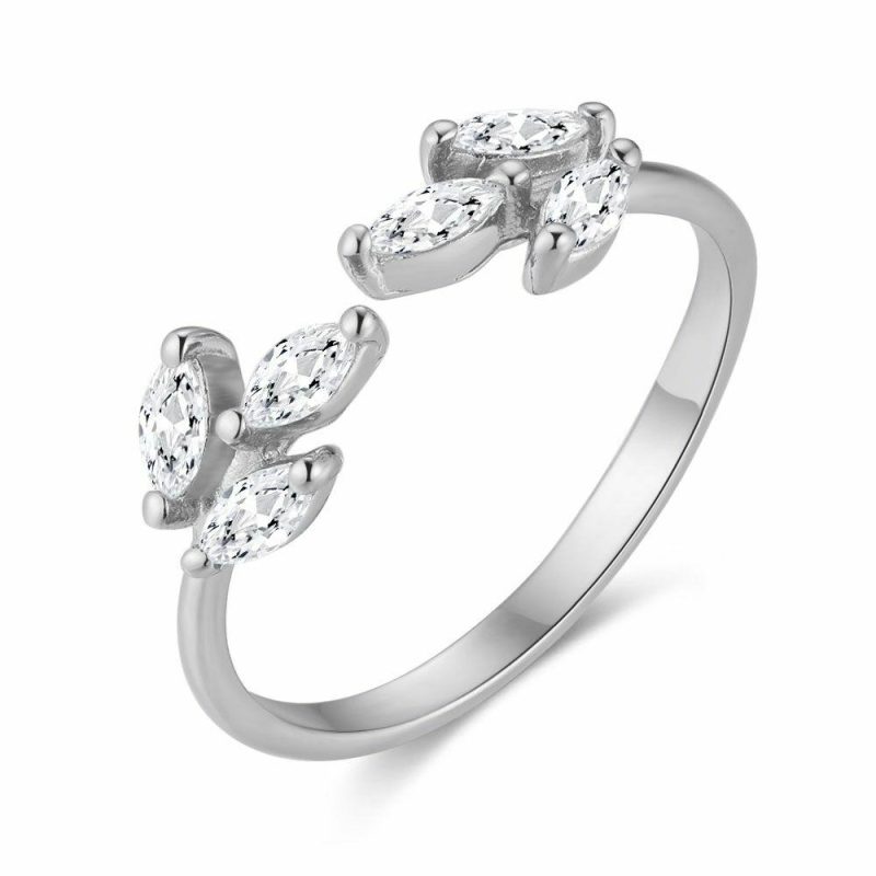 Bagues | Bague en Argent, Petites Feuilles Blanc – Femmes Bagues Bagues