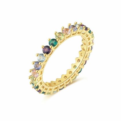 Bagues | Bague en Argent Plaqué Or 18Ct, Éternité, Multicolore Multi – Femmes Bagues Bagues