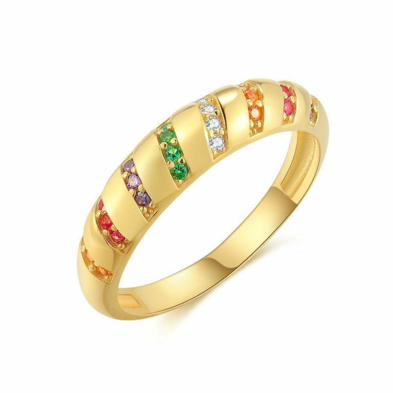 Bagues | Bague en Argent Plaqué Or 18Ct, Multi Couleur Multi – Femmes Bagues Bagues