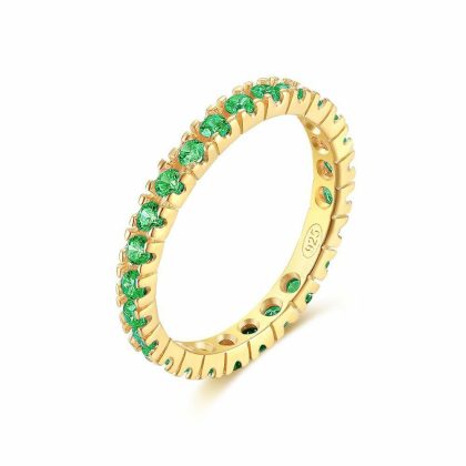 Bagues | Bague en Argent Plaqué Or 18Ct, Zircons Verts Vert – Femmes Bagues Bagues