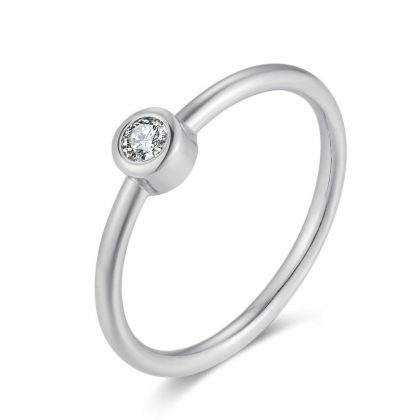 Bagues | Bague en Argent, Zircon, 5 mm Blanc – Femmes Bagues Bagues