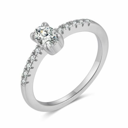 Bagues | Bague en Argent, Zircon Ovale Blanc – Femmes Bagues Bagues