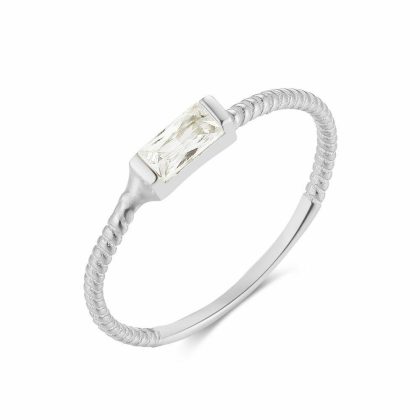 Bagues | Bague en Argent, Zirconia Rectangulaire Blanc – Femmes Bagues Bagues