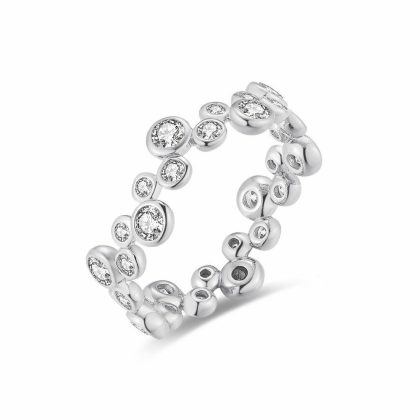 Bagues | Bague en Argent, Zircons Ronds en Zigzag Blanc – Femmes Bagues Bagues