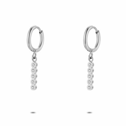 Boucles D’oreilles | Boucles D’Oreilles en Acier Poli, 5 Cristaux Blanc – Femmes Bijoux Blanc