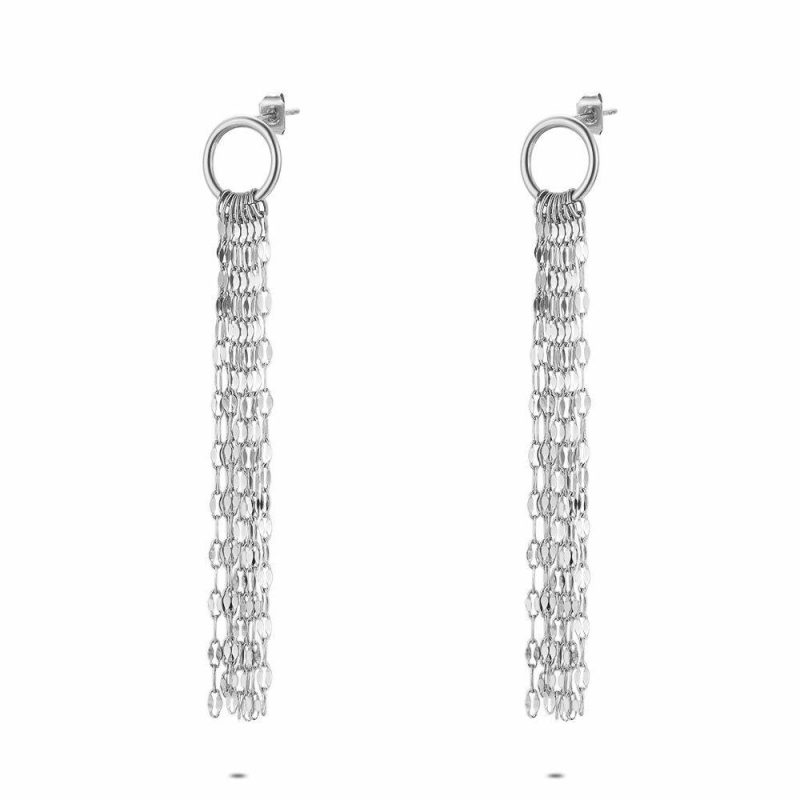 Boucles D’oreilles | Boucles D’Oreilles en Acier Poli, 7 Longues Chaînes Pas de couleur – Femmes Bijoux Boucles D'oreilles