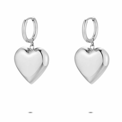 Boucles D’oreilles | Boucles D’Oreilles en Acier Poli, Anneau, Coeur Pas de couleur – Femmes Bijoux Boucles D'oreilles