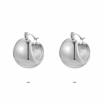 Boucles D’oreilles | Boucles D’Oreilles en Acier Poli, Anneau Large Pas de couleur – Femmes Bijoux Boucles D'oreilles