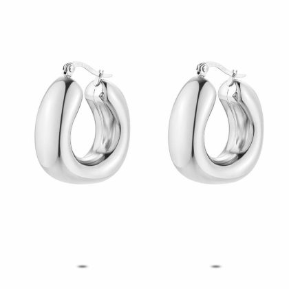 Boucles D’oreilles | Boucles D’Oreilles en Acier Poli, Anneau Large Pas de couleur – Femmes Bijoux Boucles D'oreilles