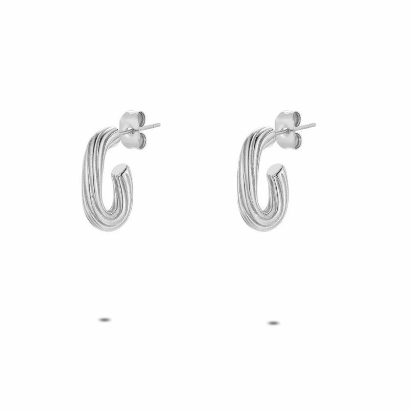 Boucles D’oreilles | Boucles D’Oreilles en Acier Poli, Anneau Ovale – Femmes Bijoux Boucles D'oreilles