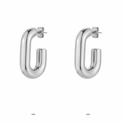 Boucles D’oreilles | Boucles D’Oreilles en Acier Poli, Anneau Ovale Pas de couleur – Femmes Bijoux Boucles D'oreilles