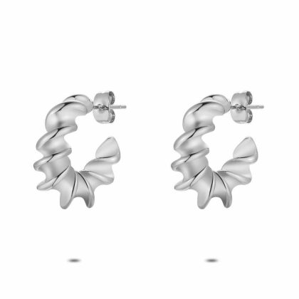 Boucles D’oreilles | Boucles D’Oreilles en Acier Poli, Anneau Torsadé – Femmes Bijoux Boucles D'oreilles