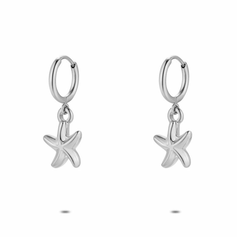 Boucles D’oreilles | Boucles D’Oreilles en Acier Poli, Étoile de Mer – Femmes Bijoux Boucles D'oreilles