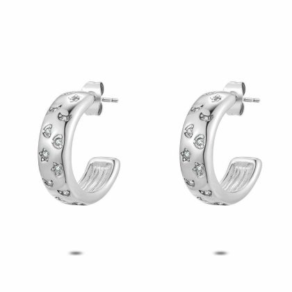 Boucles D’oreilles | Boucles D’Oreilles en Acier Poli, Étoile, Lune et Coeur Blanc – Femmes Bijoux Blanc