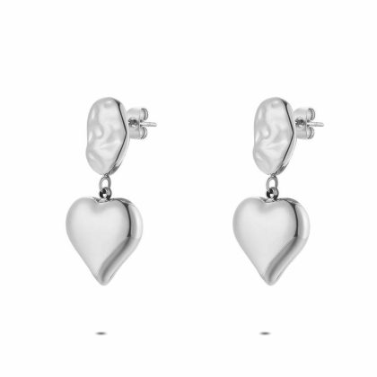 Boucles D’oreilles | Boucles D’Oreilles en Acier Poli, Coeur et Ovale Pas de couleur – Femmes Bijoux Boucles D'oreilles