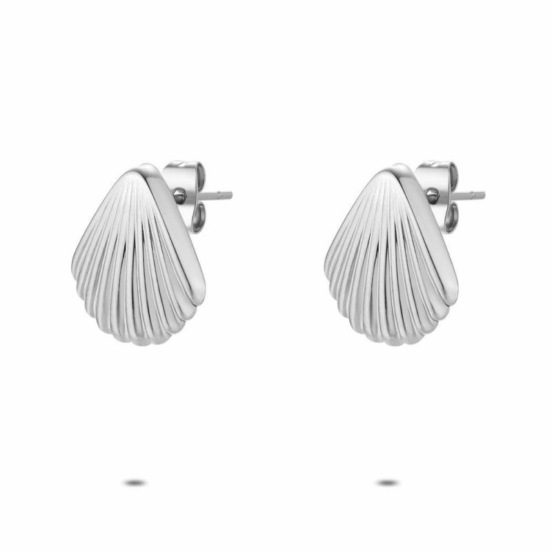 Boucles D’oreilles | Boucles D’Oreilles en Acier Poli, Coquille – Femmes Bijoux Boucles D'oreilles