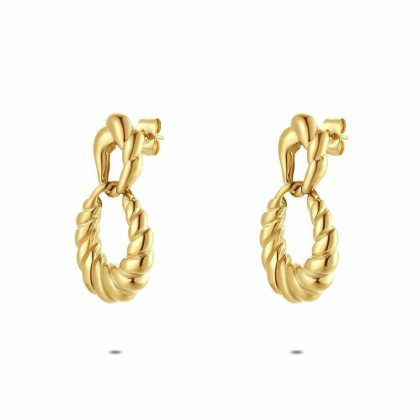 Boucles D’oreilles | Boucles D’Oreilles en Acier Poli Couleur Or, 2 Gouttes Torsadées Pas de couleur – Femmes Bijoux Boucles D'oreilles