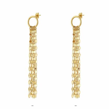 Boucles D’oreilles | Boucles D’Oreilles en Acier Poli Couleur Or, 7 Longues Chaînes Pas de couleur – Femmes Bijoux Boucles D'oreilles