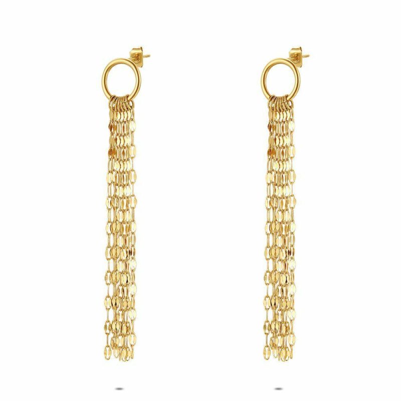 Boucles D’oreilles | Boucles D’Oreilles en Acier Poli Couleur Or, 7 Longues Chaînes Pas de couleur – Femmes Bijoux Boucles D'oreilles