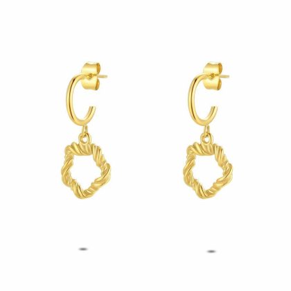 Boucles D’oreilles | Boucles D’Oreilles en Acier Poli Couleur Or, Anneau Avec Cercle – Femmes Bijoux Boucles D'oreilles