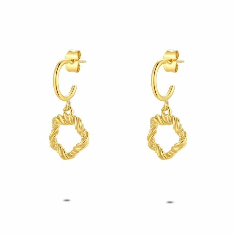 Boucles D’oreilles | Boucles D’Oreilles en Acier Poli Couleur Or, Anneau Avec Cercle – Femmes Bijoux Boucles D'oreilles