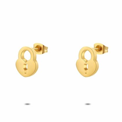 Boucles D’oreilles | Boucles D’Oreilles en Acier Poli Couleur Or, Cadenas – Femmes Bijoux Boucles D'oreilles