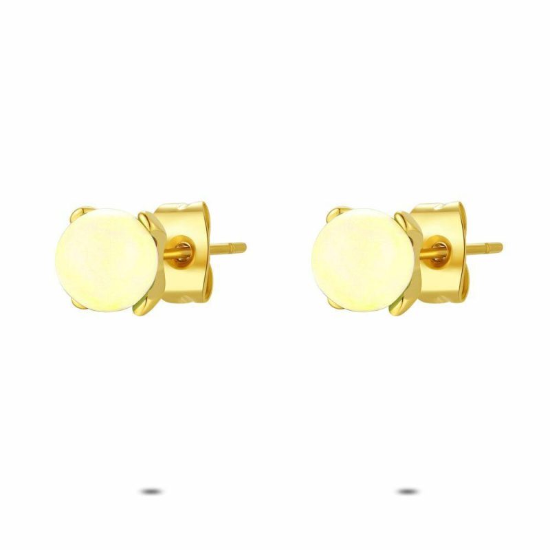 Boucles D’oreilles | Boucles D’Oreilles en Acier Poli Couleur Or, Citrine Jaune – Femmes Bijoux Boucles D'oreilles