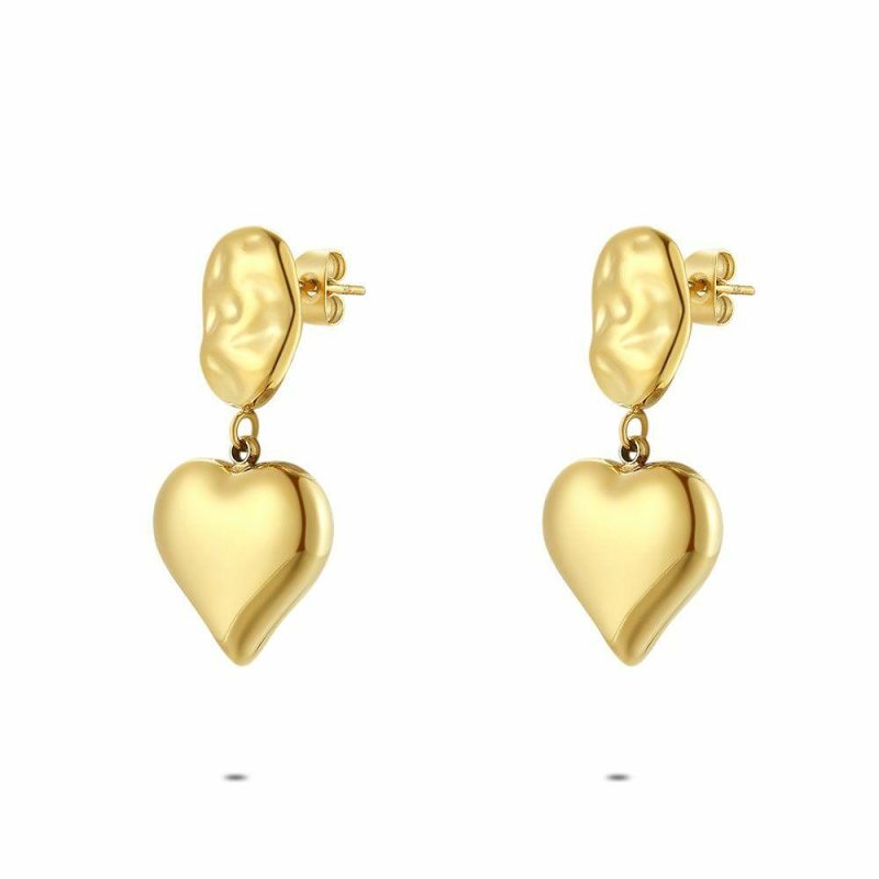 Boucles D’oreilles | Boucles D’Oreilles en Acier Poli Couleur Or, Coeur et Ovale Pas de couleur – Femmes Bijoux Boucles D'oreilles