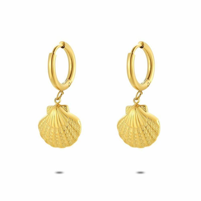 Boucles D’oreilles | Boucles D’Oreilles en Acier Poli Couleur Or, Coquille Pas de couleur – Femmes Bijoux Boucles D'oreilles