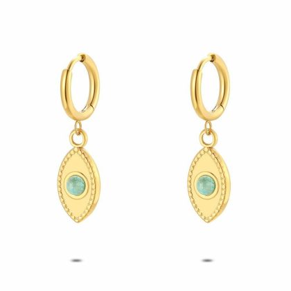 Boucles D’oreilles | Boucles D’Oreilles en Acier Poli Couleur Or, Ellipse Bleu ciel – Femmes Bijoux Bleu ciel